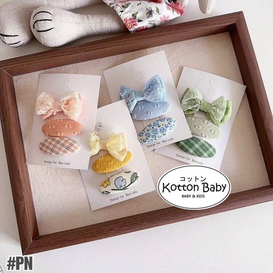 (isi 3pcs) Set Jepitan rambut | Pita Rambut | bayi anak bunga import perempuan aksesoris catalog WGEP PN