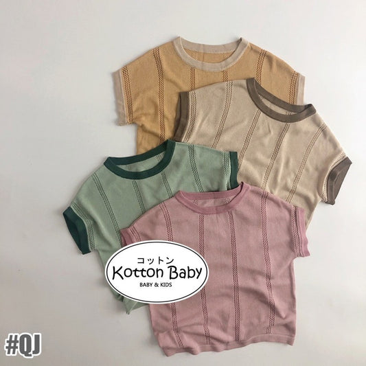 1-5thn | Tshirt Kaos Korea Basic Lengan Pendek Anak Unisex Pakaian Bayi MTQN catalog QJ