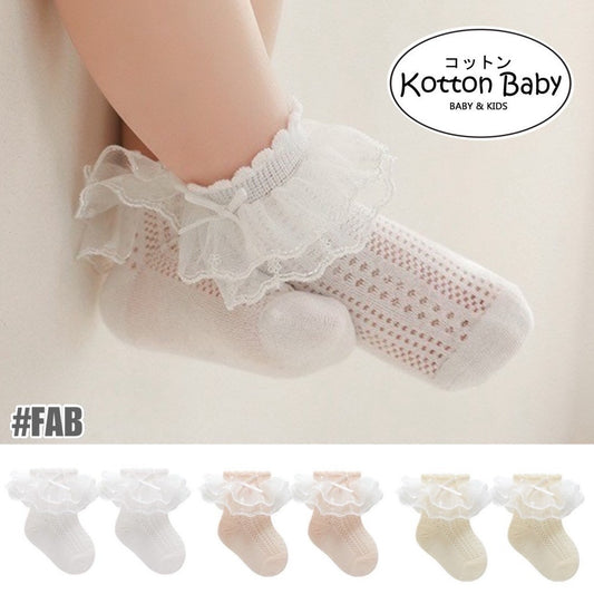 0-3 thn | KAOS KAKI POLOS LACE  BAYI ANAK NEWBORN SOCKS PEREMPUAN catalog NMBB FAB new