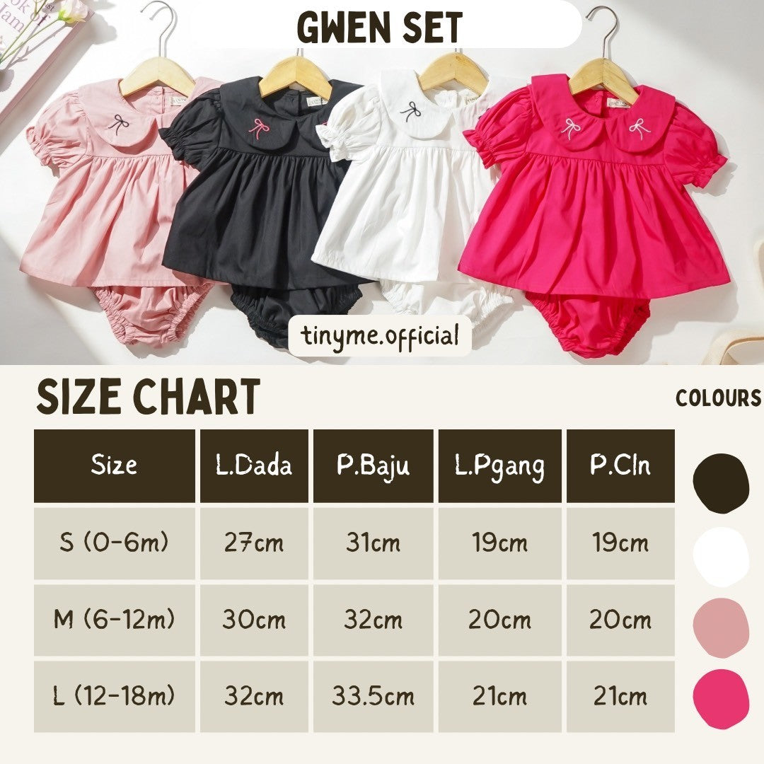 TINYME 0-18 bln || SETELAN ANAK SET ATASAN PEPLUM CELANA  BAYI catalog TMTM GWEN