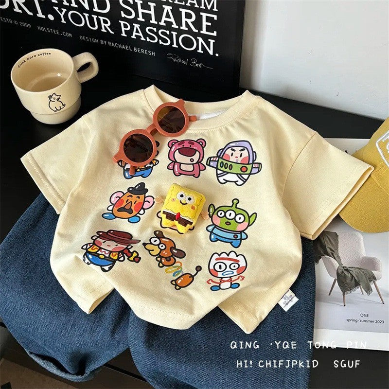 2-6thn | Tshirt Kaos Korea Basic Lengan Pendek Oblong karakter Anak Laki-laki Pakaian Bayi TXY catalog XBH