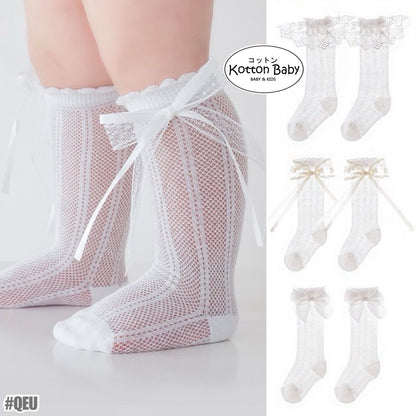 0-1 thn | KAOS KAKI BAYI ANAK IMPOR NEWBORN SOCKS PITA LUCU PEREMPUAN catalog QNS QEU