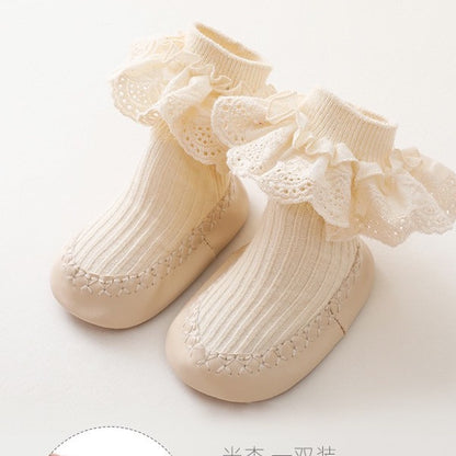 0-2 thn KAOS KAKI RUFFLE LACE ANTI SLIP PREWALKER SEPATU BAYI ANAK SHOES catalog NMBB FB