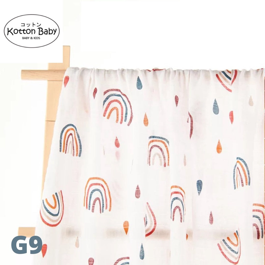 (120x110cm) Kain Bedong Muslin Bayi | Baby Swaddle Muslin Bamboo | Selimut Bayi Catalog G