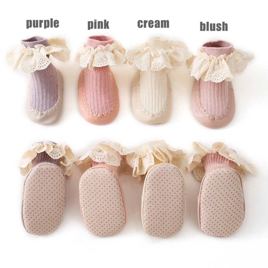 0-2 thn KAOS KAKI RUFFLE LACE ANTI SLIP PREWALKER SEPATU BAYI ANAK SHOES catalog NMBB FB