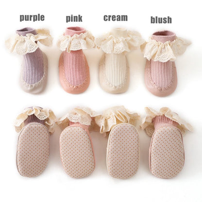 0-2 thn KAOS KAKI RUFFLE LACE ANTI SLIP PREWALKER SEPATU BAYI ANAK SHOES catalog NMBB FB