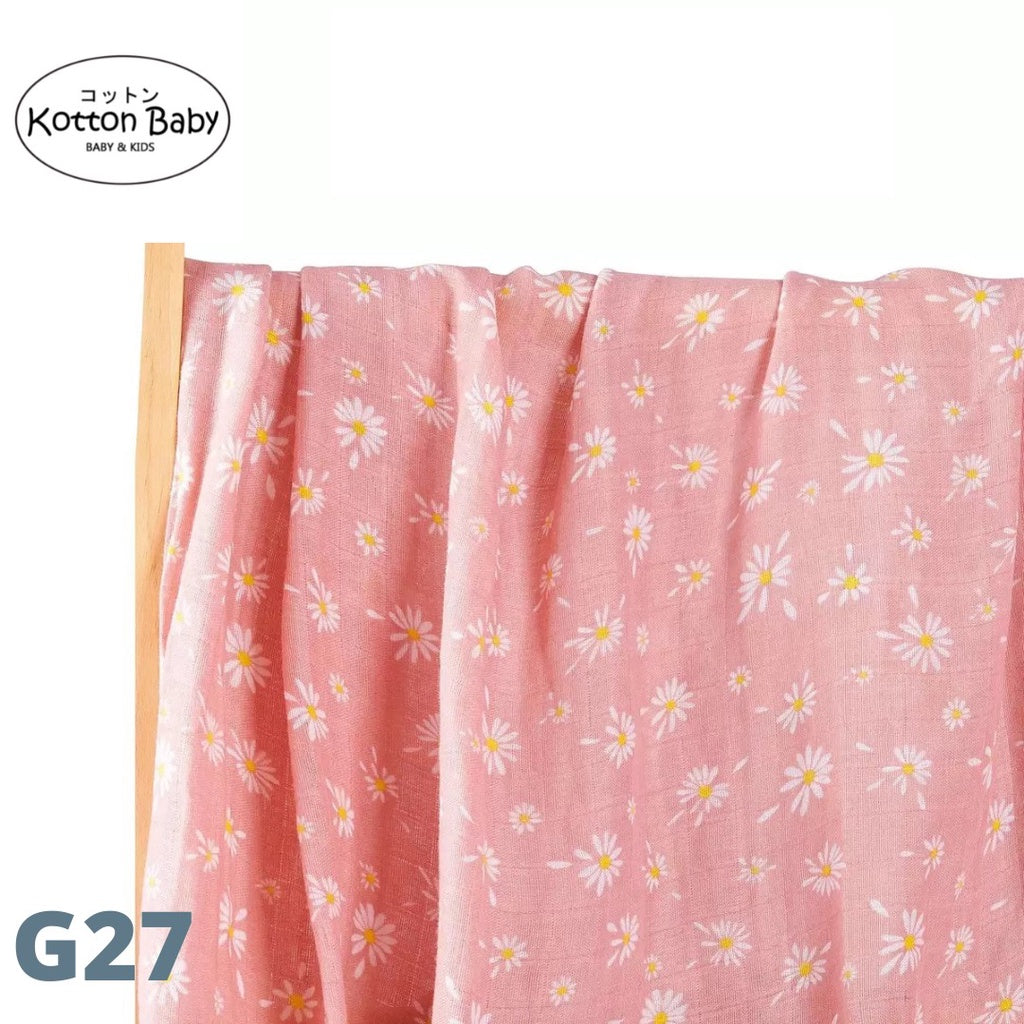 (120x110cm) Kain Bedong Muslin Bayi | Baby Swaddle Muslin Bamboo | Selimut Bayi Catalog G