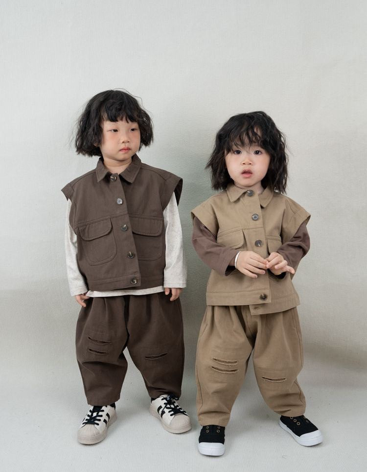 1-5thn | Rompi + Celana Korea Formal Kaos Oversize Anak Laki-laki Pakaian Bayi KQHZ catalog KAV