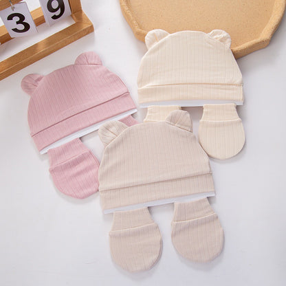 Set Sarung Tangan + Topi Bayi Hangat Topi Musim Semi dan Musim Gugur
