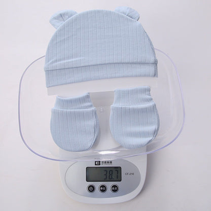 Set Sarung Tangan + Topi Bayi Hangat Topi Musim Semi dan Musim Gugur