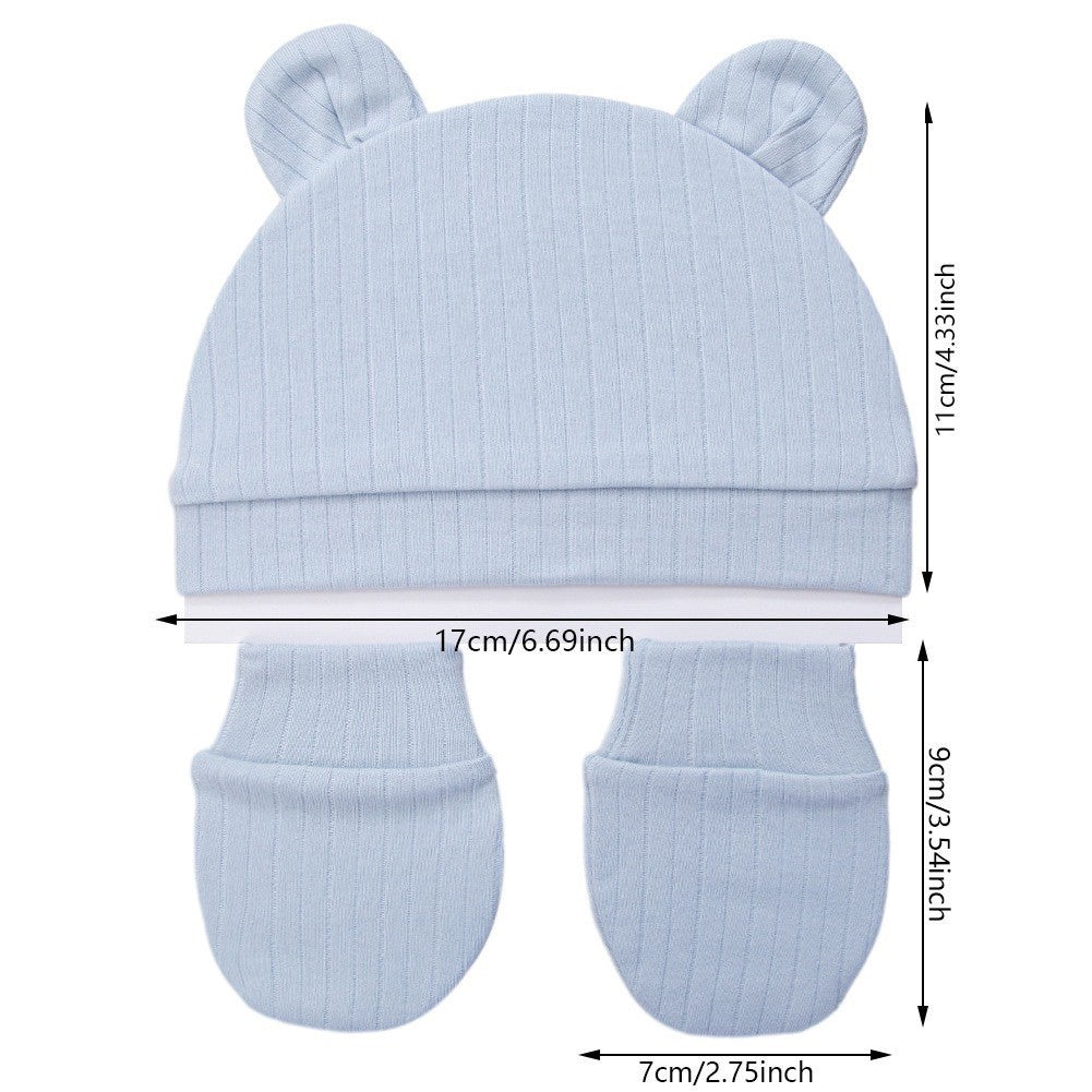 Set Sarung Tangan + Topi Bayi Hangat Topi Musim Semi dan Musim Gugur