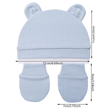 Set Sarung Tangan + Topi Bayi Hangat Topi Musim Semi dan Musim Gugur