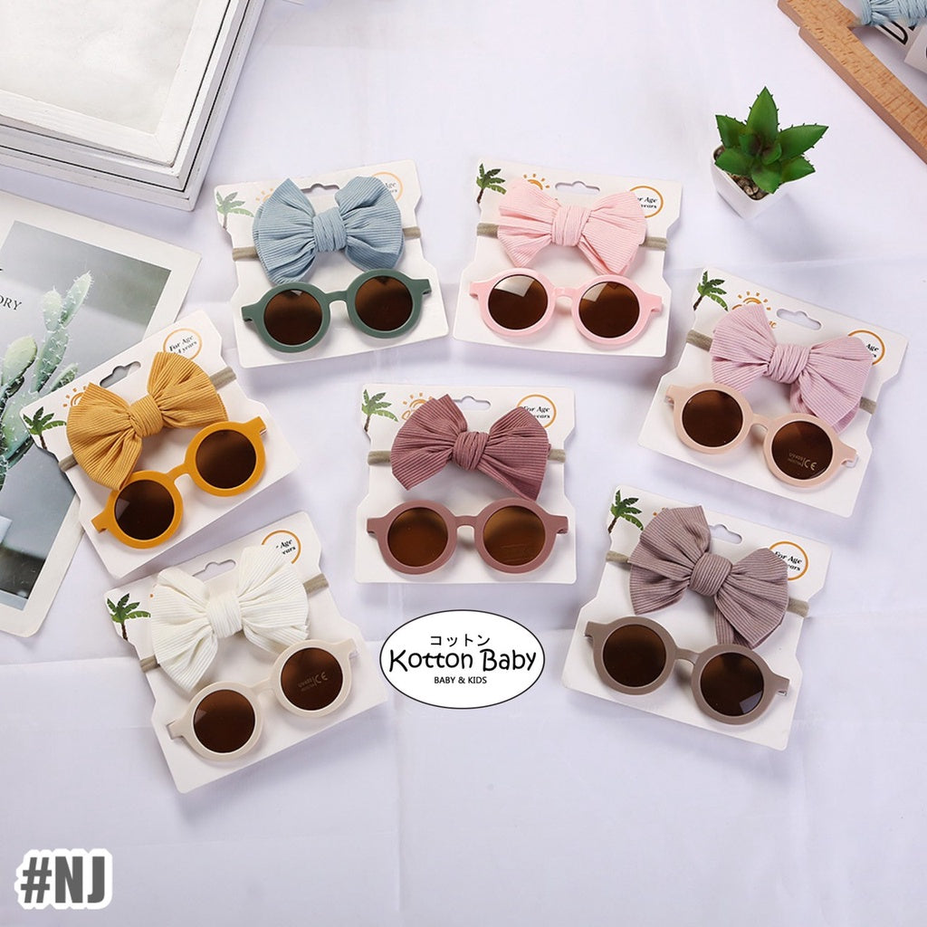 2in1 Bandana + Kacamata Hitam Anak Bayi Anti UV Outdoor Sunglasses Pita Catalog QUIN NJ