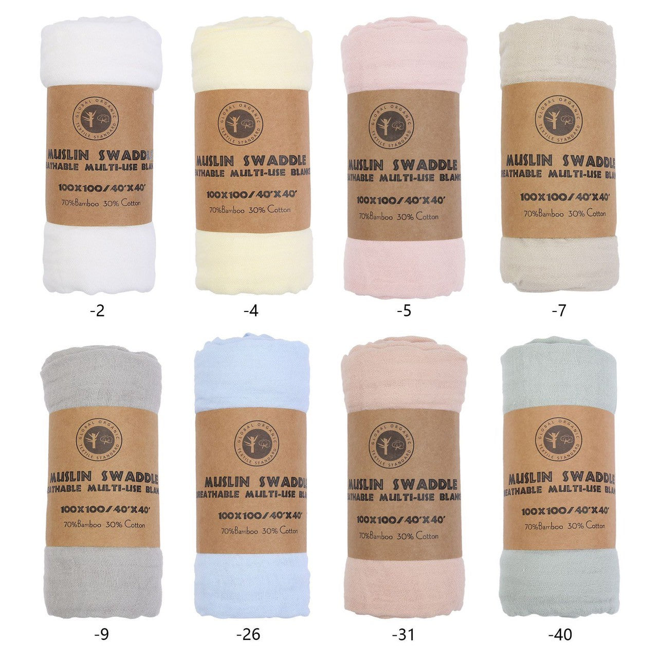 [100x100] Kain Bedong Muslin Polos Bayi | Baby Swaddle Muslin Bamboo | Selimut Bayi Catalog QUIN NAT