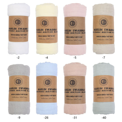 [100x100] Kain Bedong Muslin Polos Bayi | Baby Swaddle Muslin Bamboo | Selimut Bayi Catalog QUIN NAT