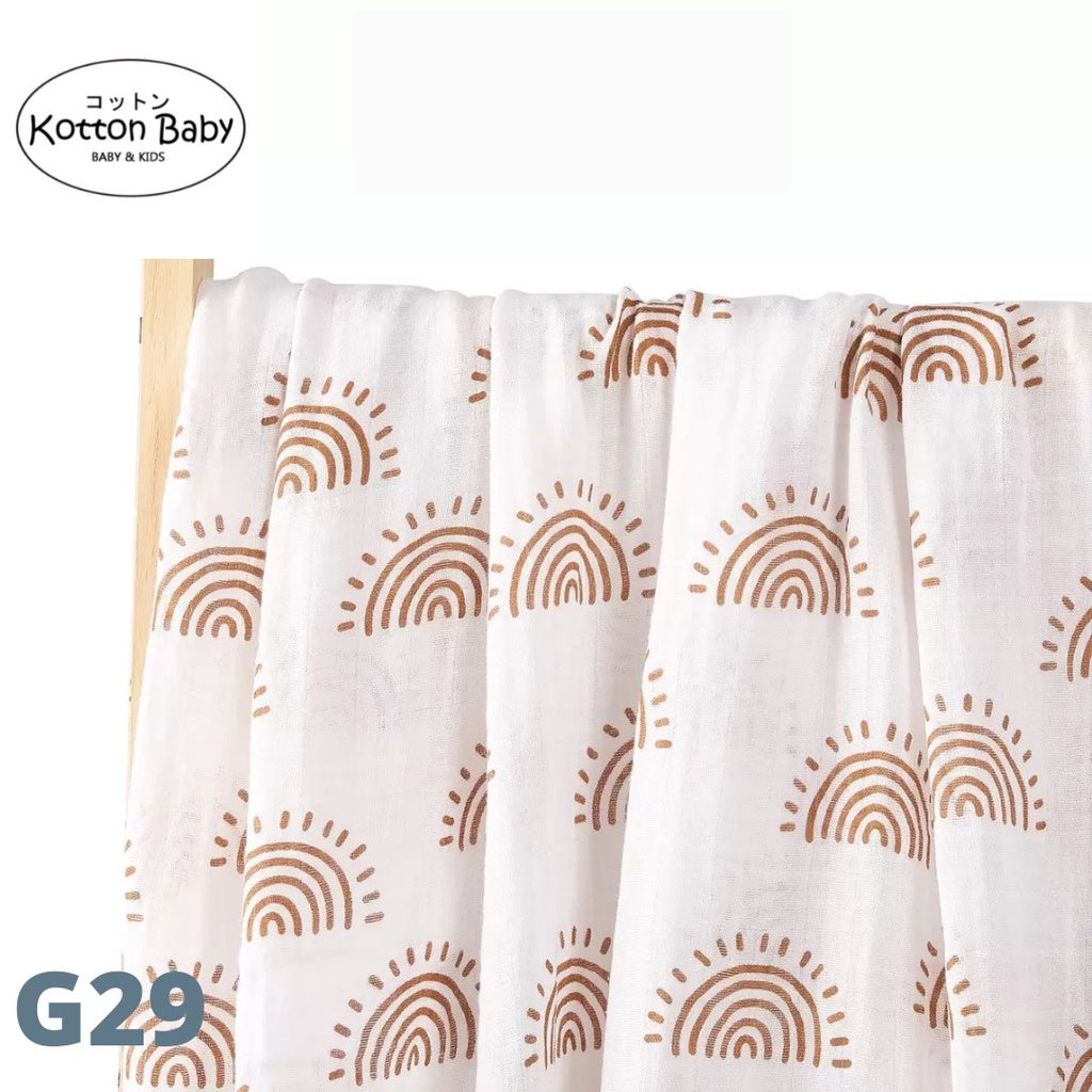 (120x110cm) Kain Bedong Muslin Bayi | Baby Swaddle Muslin Bamboo | Selimut Bayi Catalog G