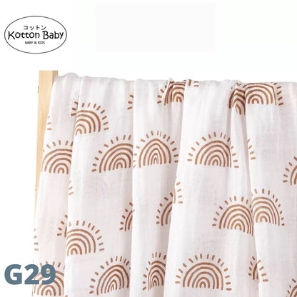 (120x110cm) Kain Bedong Muslin Bayi | Baby Swaddle Muslin Bamboo | Selimut Bayi Catalog G