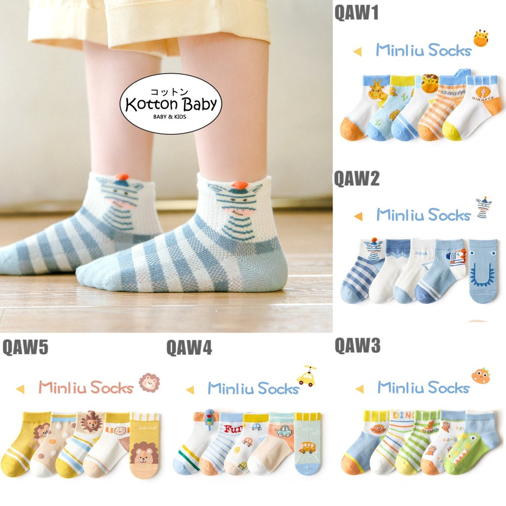 [SALE][5 PSG] 1-5 thn | KAOS KAKI BAYI ANAK IMPOR SOCKS LUCU KARAKTER KARTUN UNISEX Catalog QN QAW