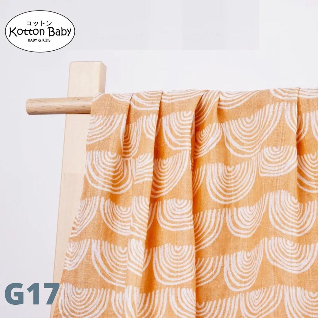 (120x110cm) Kain Bedong Muslin Bayi | Baby Swaddle Muslin Bamboo | Selimut Bayi Catalog G