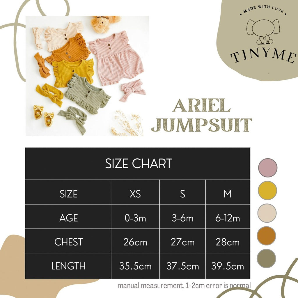 TINYME (free bandana) 0-12bln JUMPER RUFFLE BASIC BAYI | JUMPSUIT ROMPER BAJU PAKAIAN ANAK BABY catalog TMTM Ariel