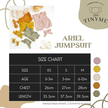 TINYME (free bandana) 0-12bln JUMPER RUFFLE BASIC BAYI | JUMPSUIT ROMPER BAJU PAKAIAN ANAK BABY catalog TMTM Ariel