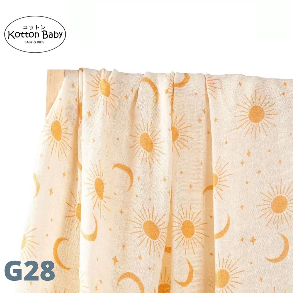 (120x110cm) Kain Bedong Muslin Bayi | Baby Swaddle Muslin Bamboo | Selimut Bayi Catalog G