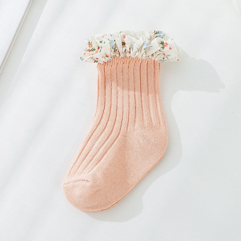 0-3 thn | KAOS KAKI RUFFLE BAYI ANAK IMPOR NEWBORN SOCKS PEREMPUAN catalog QN QW