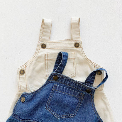 0-2 thn | Celana Pendek Jeans Kodok Gantung Luaran Suspender Denim Karet Anak Casual Jalan Bayi Catalog DDWJ DF