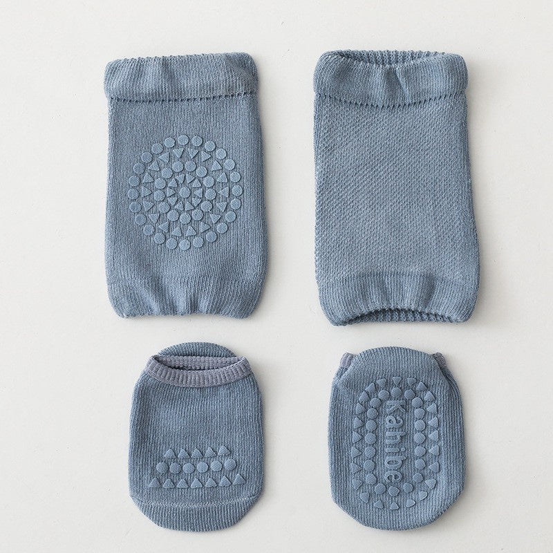 [2in1] 0-3 thn | KAOS KAKI + KNEE PAD ALAS LUTUT BAYI ANAK IMPOR NEWBORN SOCKS PELINDUNG catalog QN QAJ