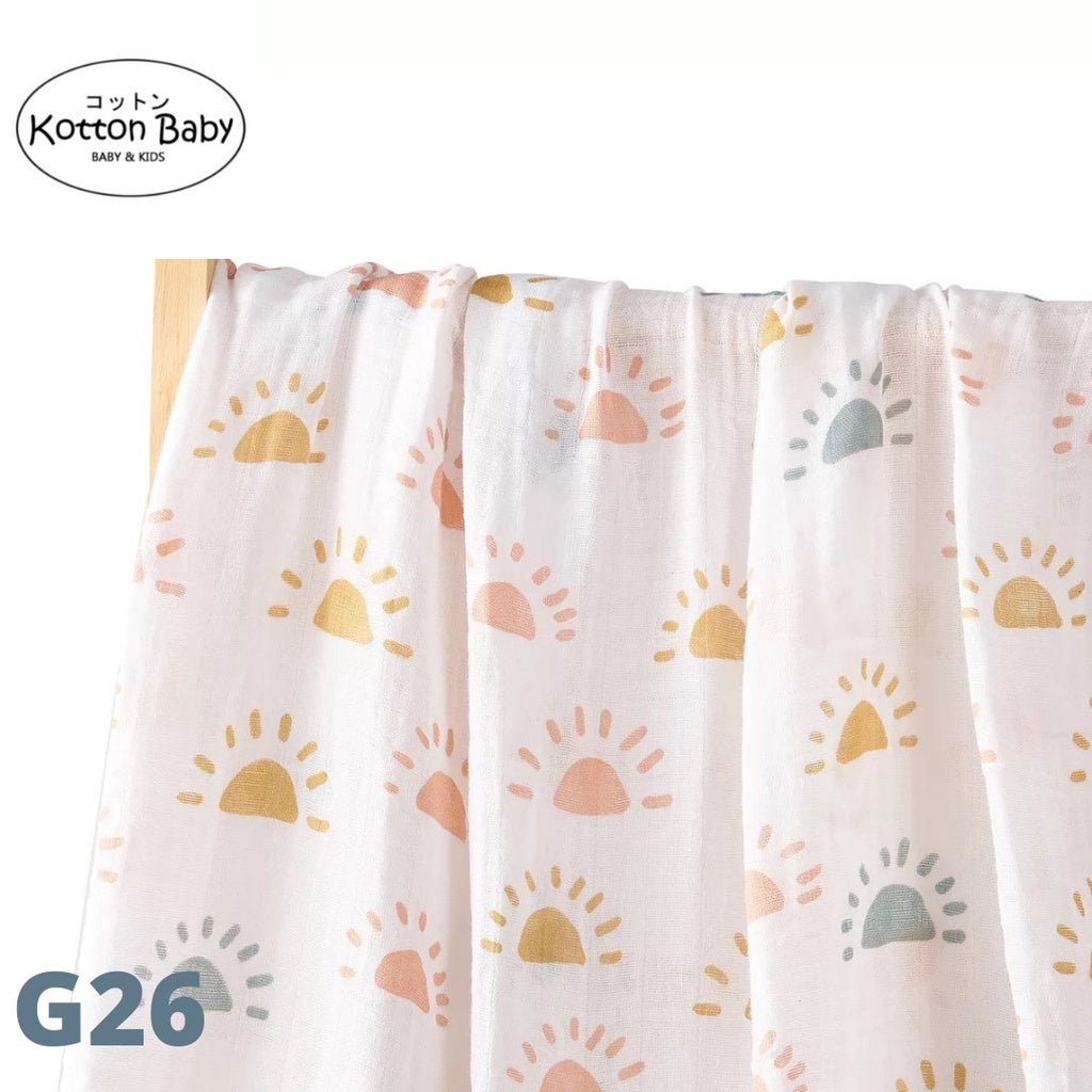 (120x110cm) Kain Bedong Muslin Bayi | Baby Swaddle Muslin Bamboo | Selimut Bayi Catalog G