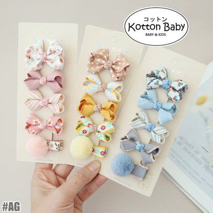(isi 5pcs) Set Jepitan rambut | Pita Rambut | bayi anak bunga import perempuan aksesoris catalog AG