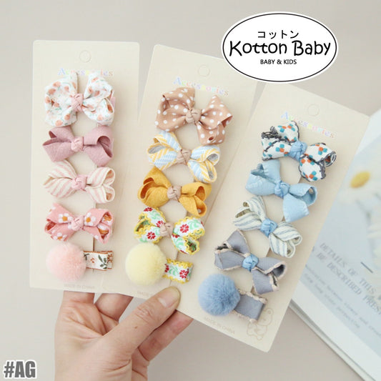(isi 5pcs) Set Jepitan rambut | Pita Rambut | bayi anak bunga import perempuan aksesoris catalog AG