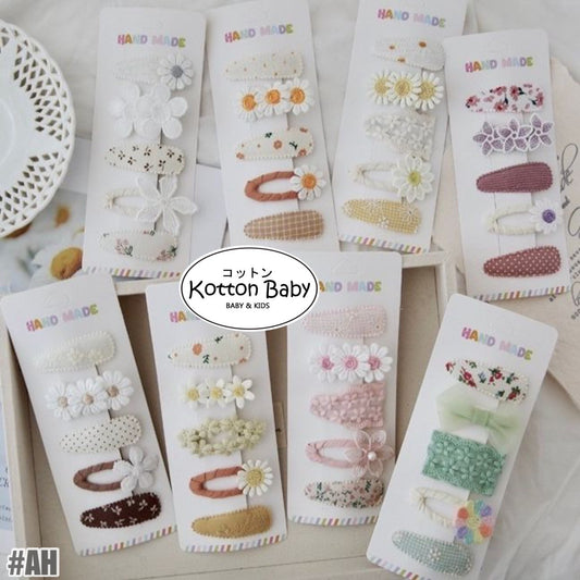 (isi 5pcs) Set Jepitan rambut | Pita Rambut | bayi anak bunga import perempuan aksesoris catalog AH