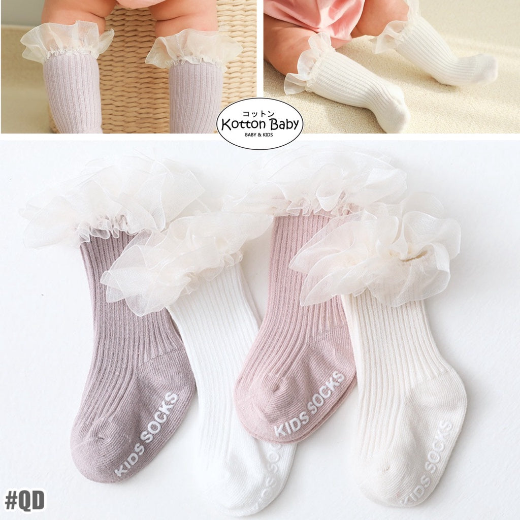 [SALE] 0-1 thn | KAOS KAKI RUFFLE BAYI ANAK IMPOR NEWBORN SOCKS PEREMPUAN catalog QN QD