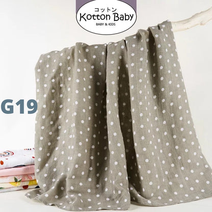 (120x110cm) Kain Bedong Muslin Bayi | Baby Swaddle Muslin Bamboo | Selimut Bayi Catalog G