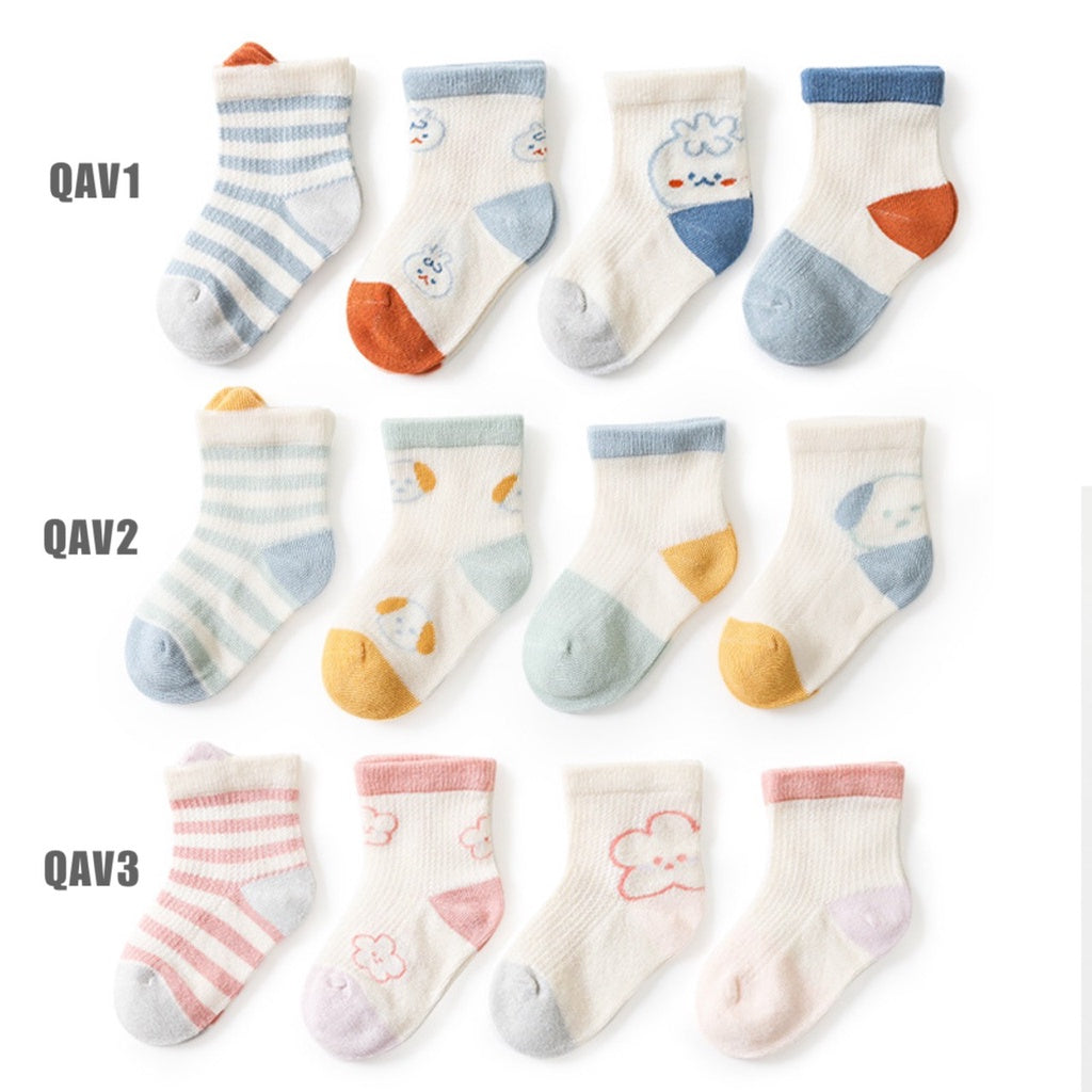 SALE [4 PSG] 0-5 thn | KAOS KAKI BAYI ANAK IMPOR SOCKS LUCU KARAKTER KARTUN UNISEX Catalog QN QAV