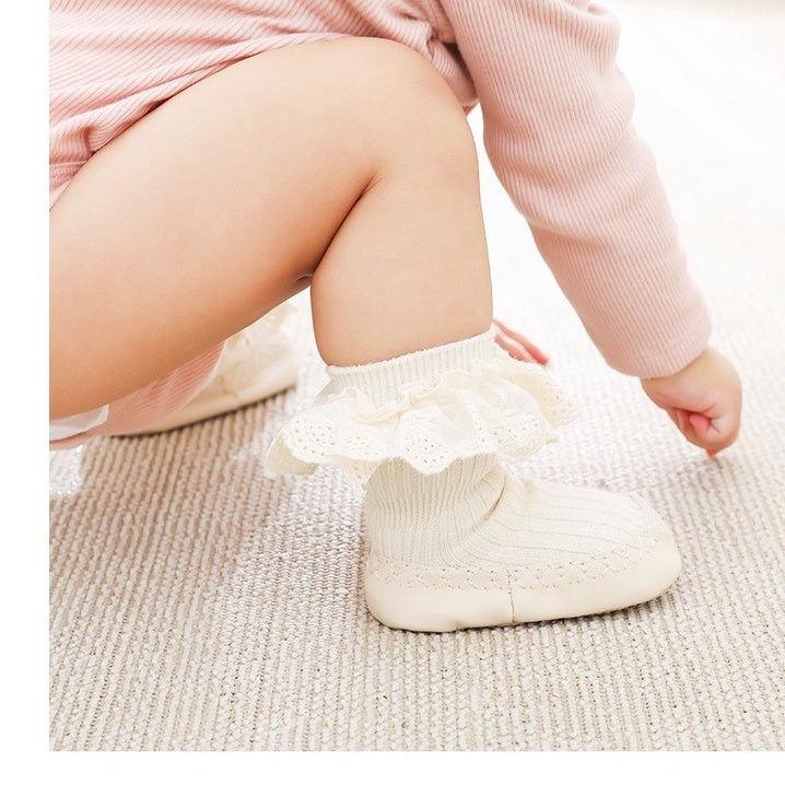 0-2 thn KAOS KAKI RUFFLE LACE ANTI SLIP PREWALKER SEPATU BAYI ANAK SHOES catalog NMBB FB