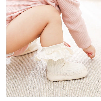 0-2 thn KAOS KAKI RUFFLE LACE ANTI SLIP PREWALKER SEPATU BAYI ANAK SHOES catalog NMBB FB