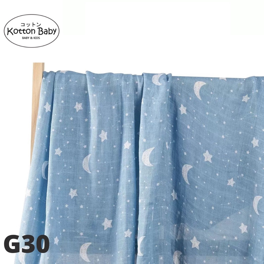 (120x110cm) Kain Bedong Muslin Bayi | Baby Swaddle Muslin Bamboo | Selimut Bayi Catalog G