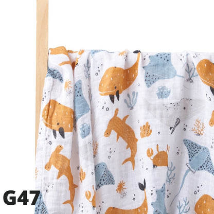 (120x110cm) Kain Bedong Muslin Bayi | Baby Swaddle Muslin Bamboo | Selimut Bayi Catalog G