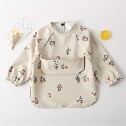 BIB BAYI BAJU BLW LENGAN PANJANG / BABY SILICONE CELEMEK MAKAN MPASI / SLABBER / TATAKAN AIR LIUR CATALOG DQIN DAH