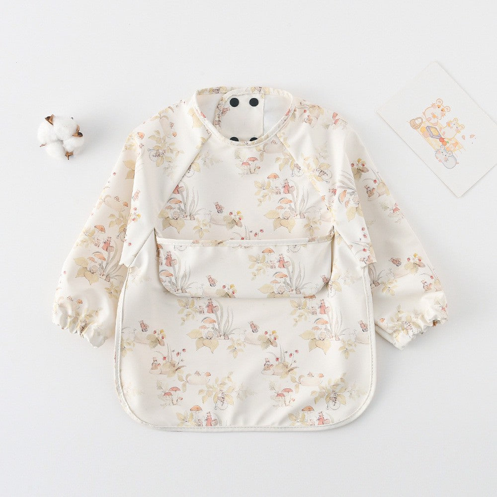 BIB BAYI BAJU BLW LENGAN PANJANG / BABY SILICONE CELEMEK MAKAN MPASI / SLABBER / TATAKAN AIR LIUR CATALOG DQIN DAH