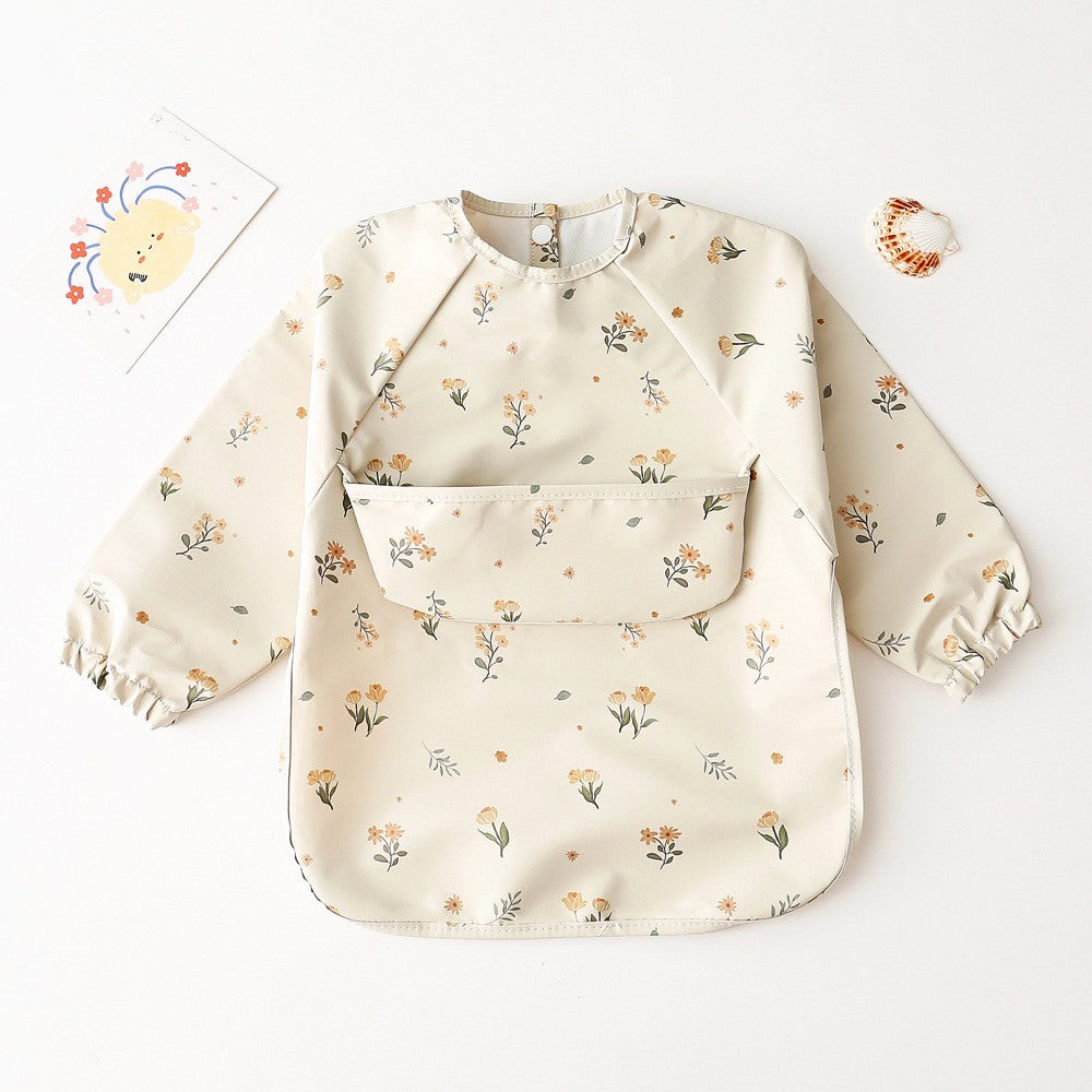 BIB BAYI BAJU BLW LENGAN PANJANG / BABY SILICONE CELEMEK MAKAN MPASI / SLABBER / TATAKAN AIR LIUR CATALOG DQIN DAH