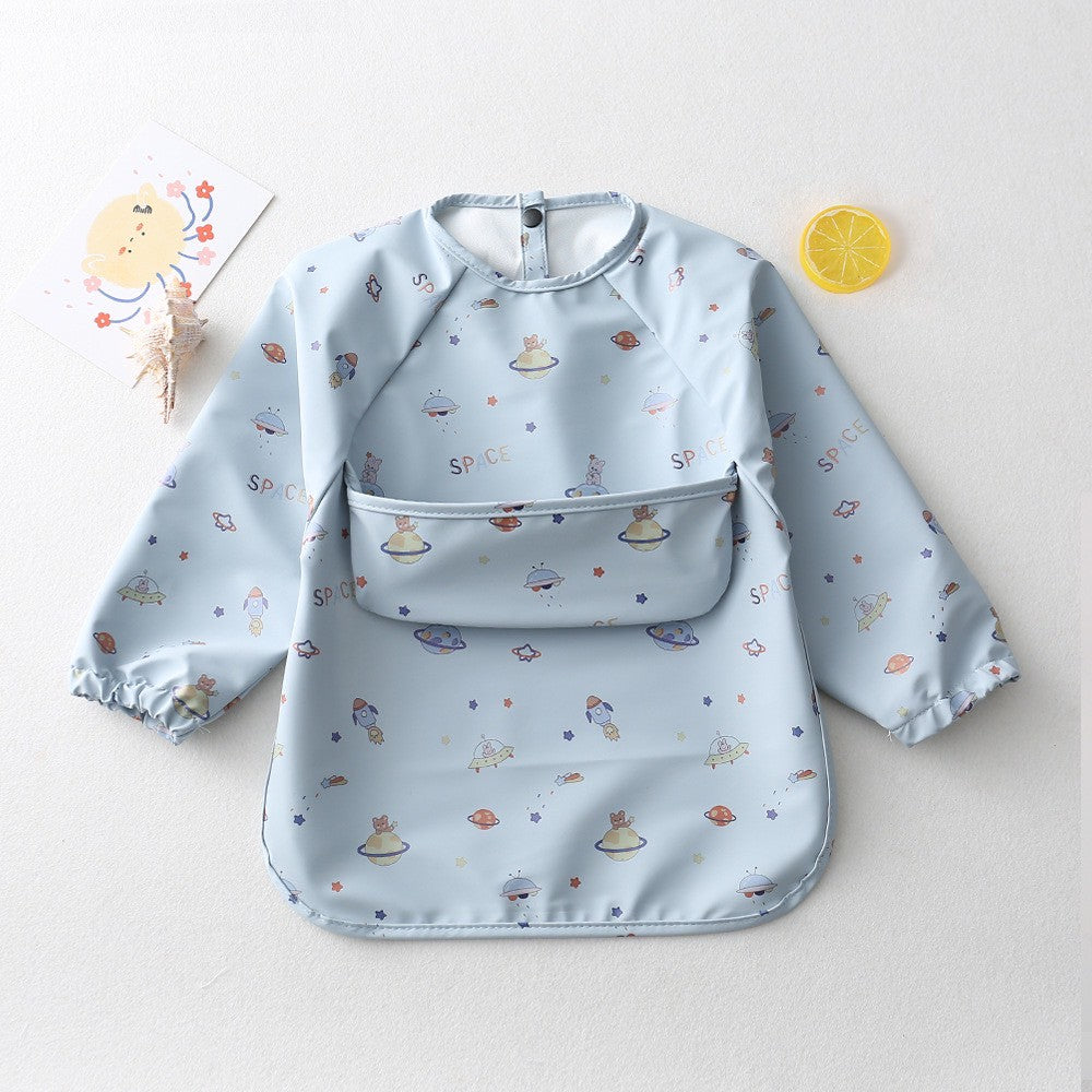 BIB BAYI BAJU BLW LENGAN PANJANG / BABY SILICONE CELEMEK MAKAN MPASI / SLABBER / TATAKAN AIR LIUR CATALOG DQIN DAH
