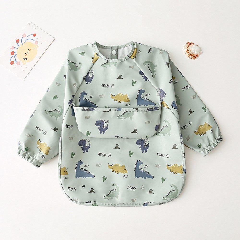 BIB BAYI BAJU BLW LENGAN PANJANG / BABY SILICONE CELEMEK MAKAN MPASI / SLABBER / TATAKAN AIR LIUR CATALOG DQIN DAH