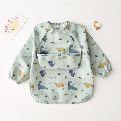 BIB BAYI BAJU BLW LENGAN PANJANG / BABY SILICONE CELEMEK MAKAN MPASI / SLABBER / TATAKAN AIR LIUR CATALOG DQIN DAH