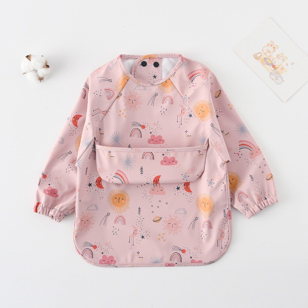 BIB BAYI BAJU BLW LENGAN PANJANG / BABY SILICONE CELEMEK MAKAN MPASI / SLABBER / TATAKAN AIR LIUR CATALOG DQIN DAH