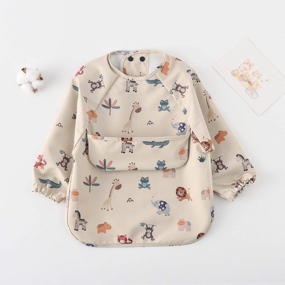 BIB BAYI BAJU BLW LENGAN PANJANG / BABY SILICONE CELEMEK MAKAN MPASI / SLABBER / TATAKAN AIR LIUR CATALOG DQIN DAH