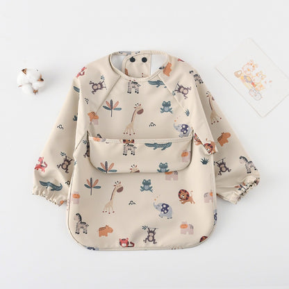 BIB BAYI BAJU BLW LENGAN PANJANG / BABY SILICONE CELEMEK MAKAN MPASI / SLABBER / TATAKAN AIR LIUR CATALOG DQIN DAH