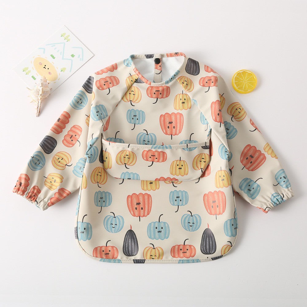 BIB BAYI BAJU BLW LENGAN PANJANG / BABY SILICONE CELEMEK MAKAN MPASI / SLABBER / TATAKAN AIR LIUR CATALOG DQIN DAH
